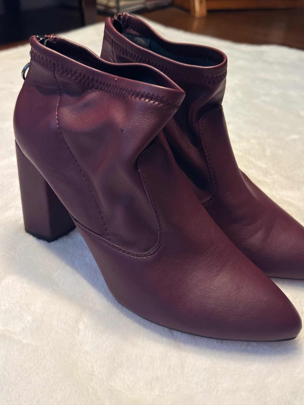 Franco Sarto Burgundy Pointed-Toe Ankle Booties - Size 8